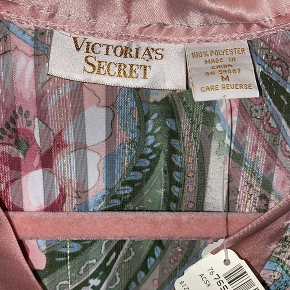 Victorias Secret pajamas Vintage gold label tag NEW button down satin silky feel - Picture 2 of 5